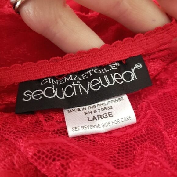 Vintage Cinema Etoile Red Lace Teddy Underwire L Lingerie - Picture 4 of 7